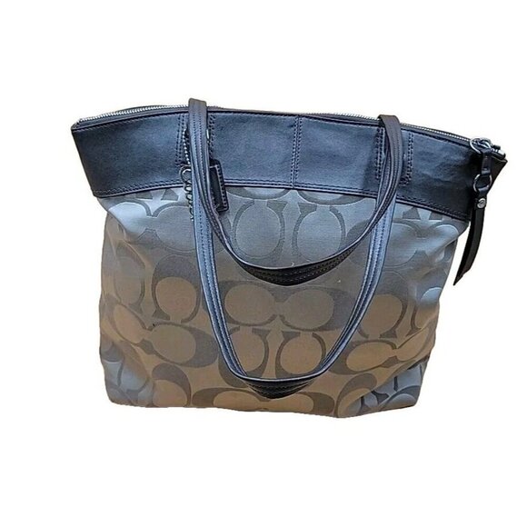 Coach Monogram Large Tote Shouldbag Brown Leather Canvas Purse - Picture 16 of 16